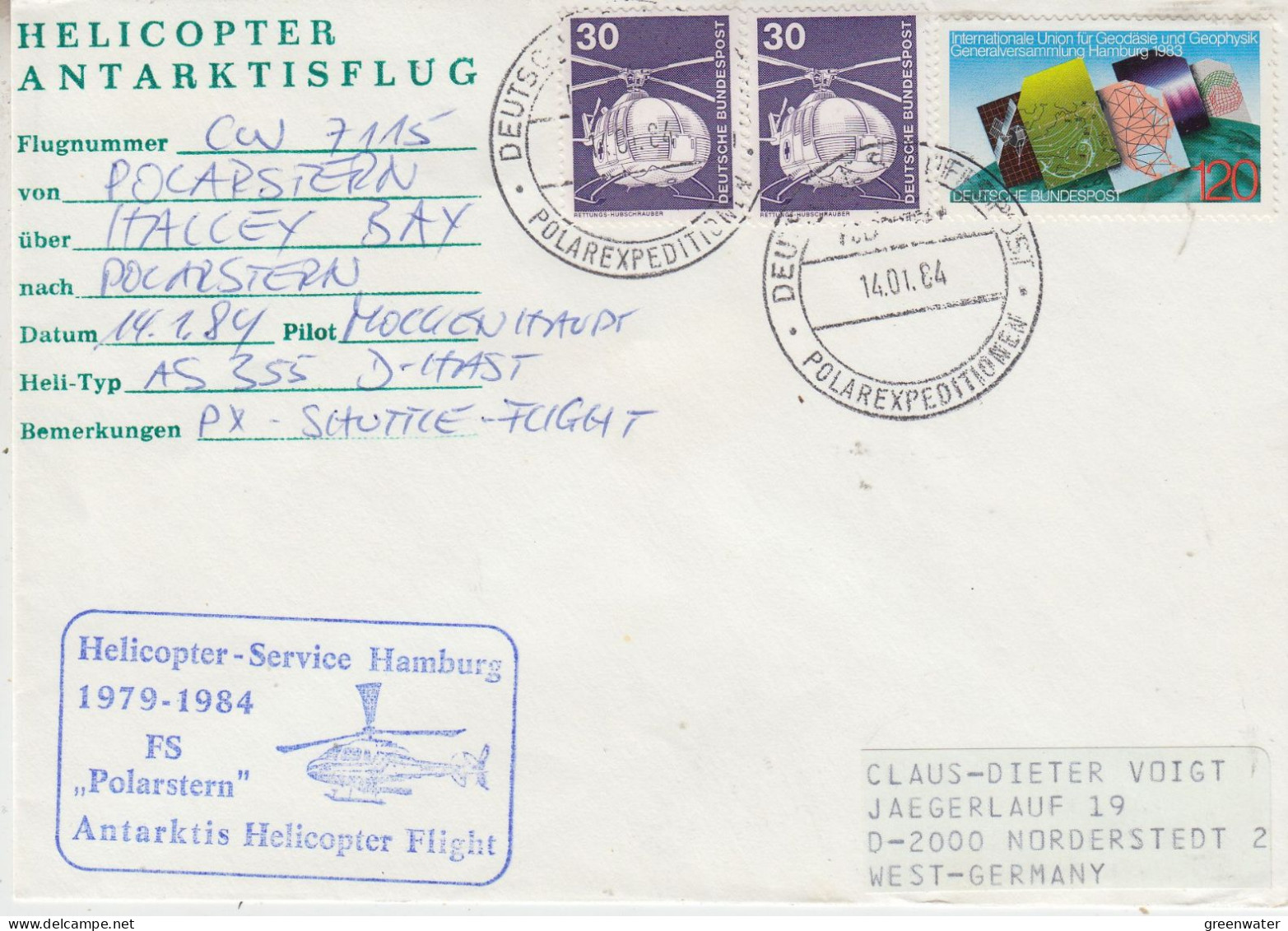 Germany Heli Flight From Polarstern über Halley Bay Nach ¨Polarstern 14.1.1984 (ET153) - Vols Polaires