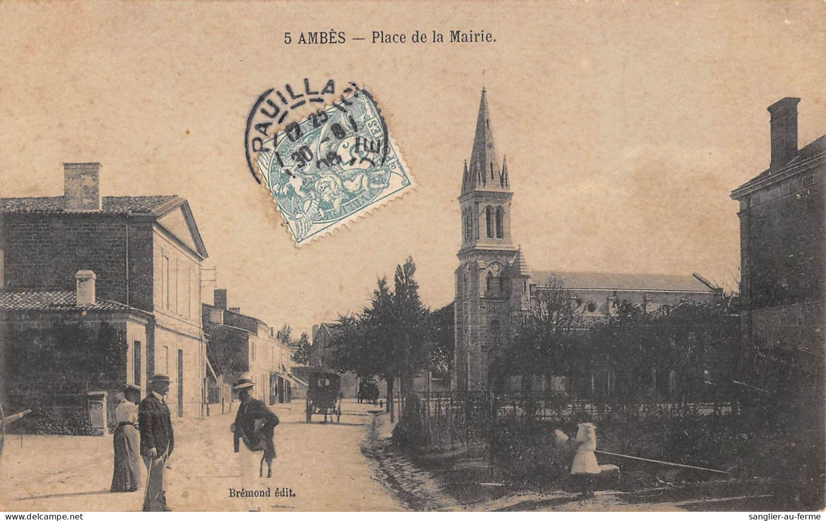 CPA 33 AMBES / PLACE DE LA MAIRIE - Other & Unclassified