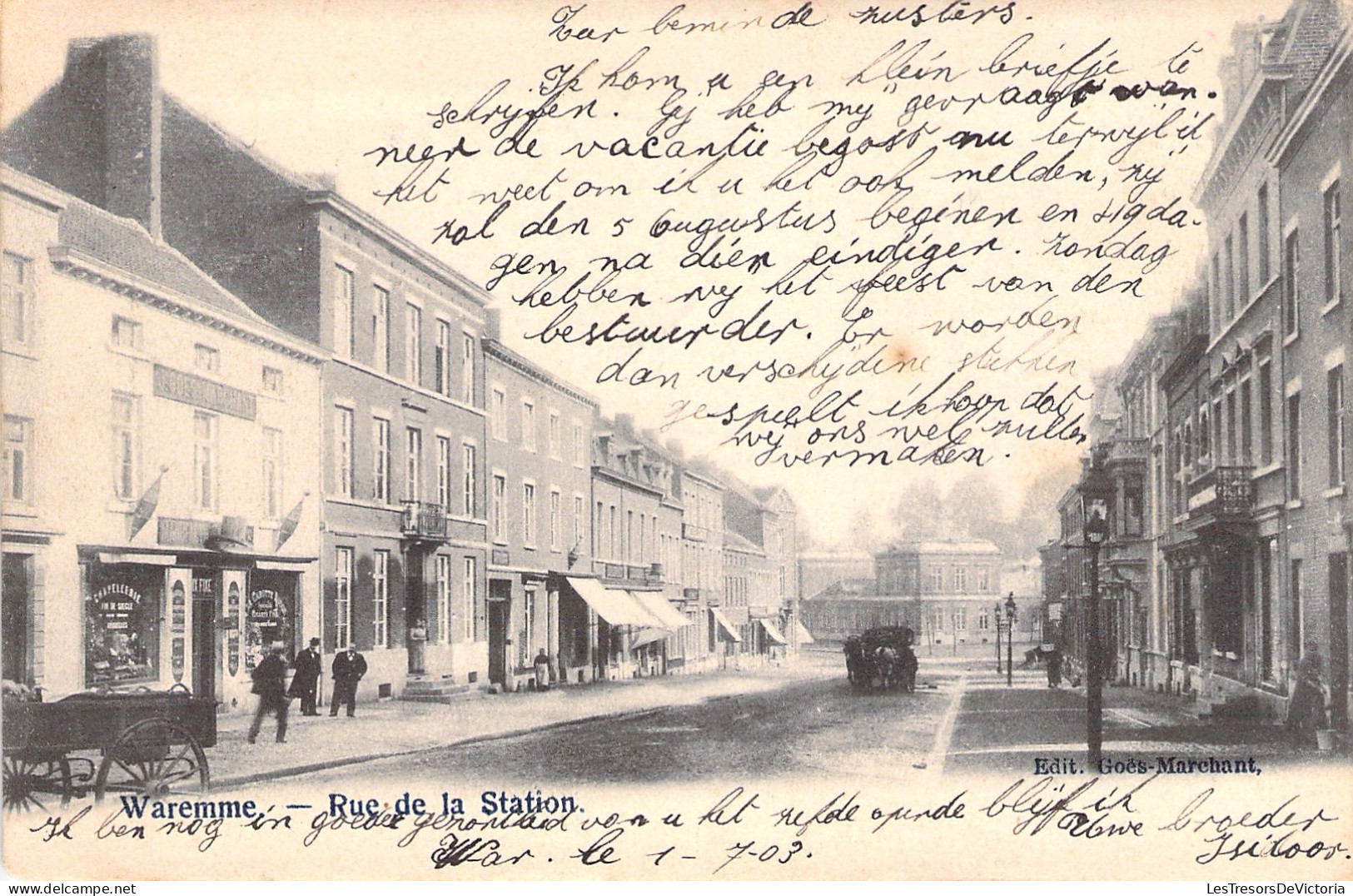 BELGIQUE - Waremme - Rue De La Station - Animé - Edit Goes Marchant - Carte Postale Ancienne - Waremme