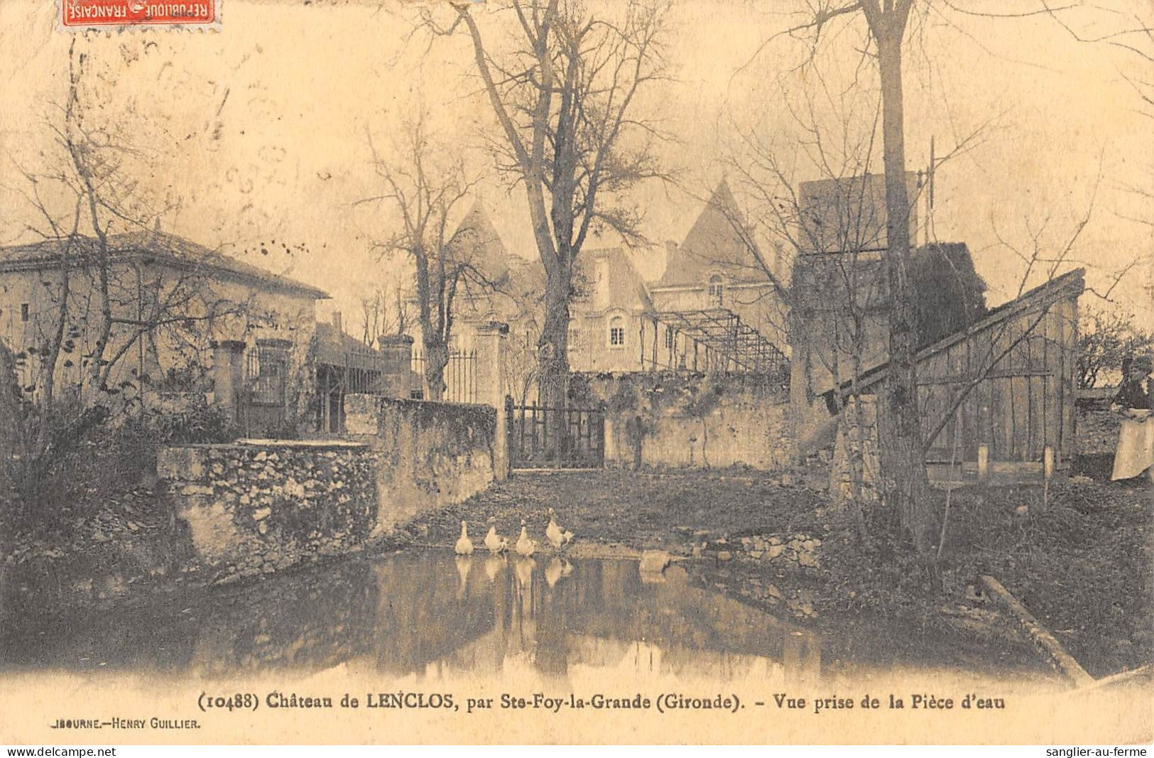 CPA 33 CHATEAU DE LENCLOS / PAR SAINTE FOY LA GRANDE / VUE PRISE DE LA PIECE D'EAU - Otros & Sin Clasificación