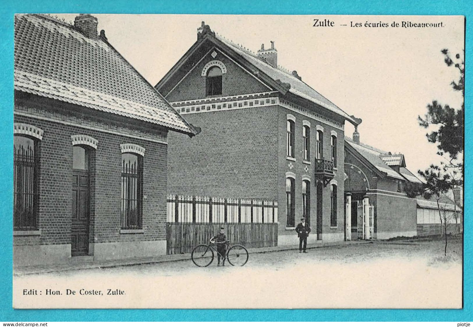 * Zulte (Oost Vlaanderen) * (Edit Hon. De Coster) Les écuries De Ribeaucourt, Animée, Vélo, Enfant, TOP, Rare Unique - Zulte