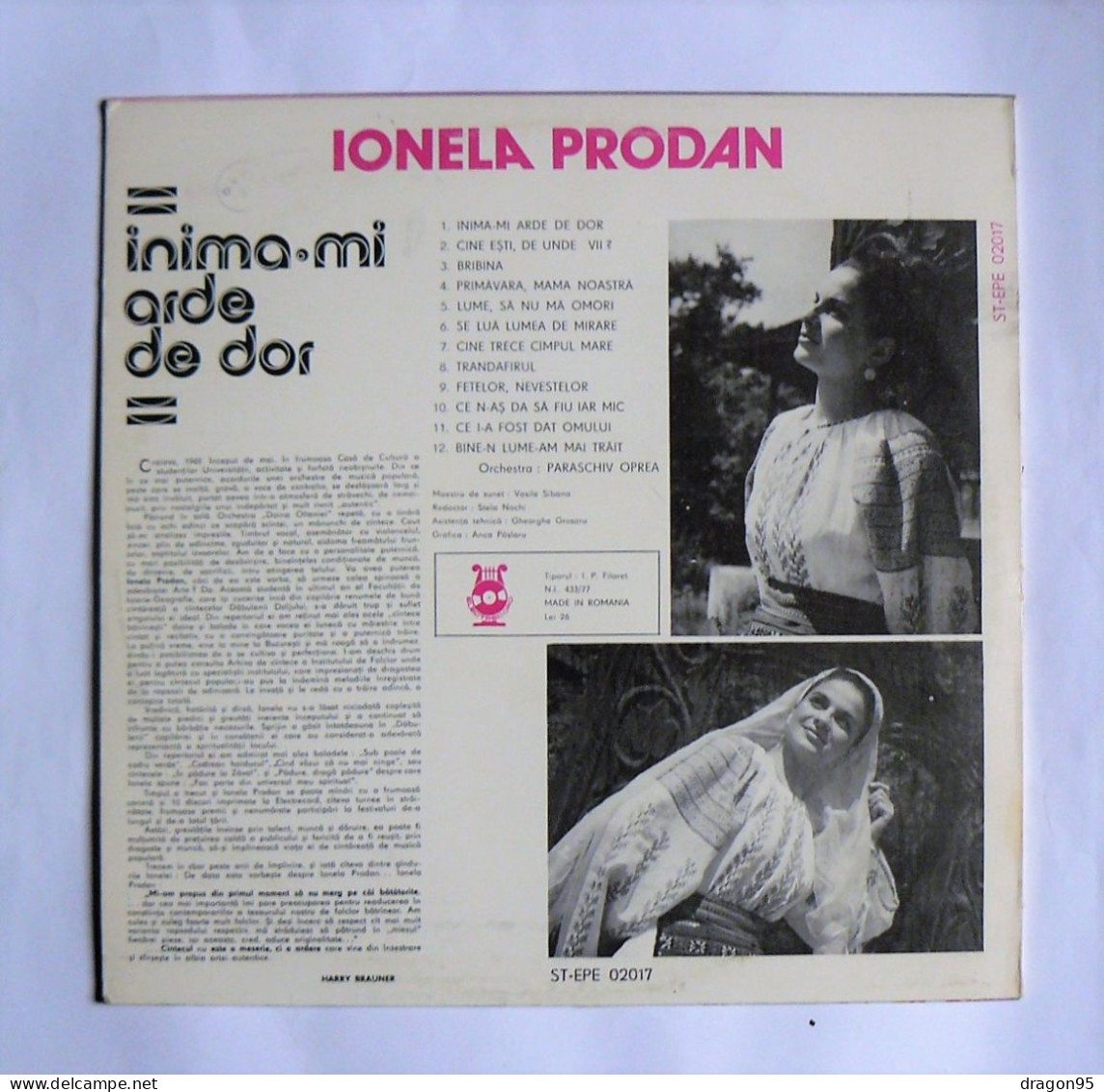 LP Ionela PRODAN : Inima-me Arde De Dor - Electrecord ST-EPE 02017 - Roumanie - 1982 - Country Et Folk