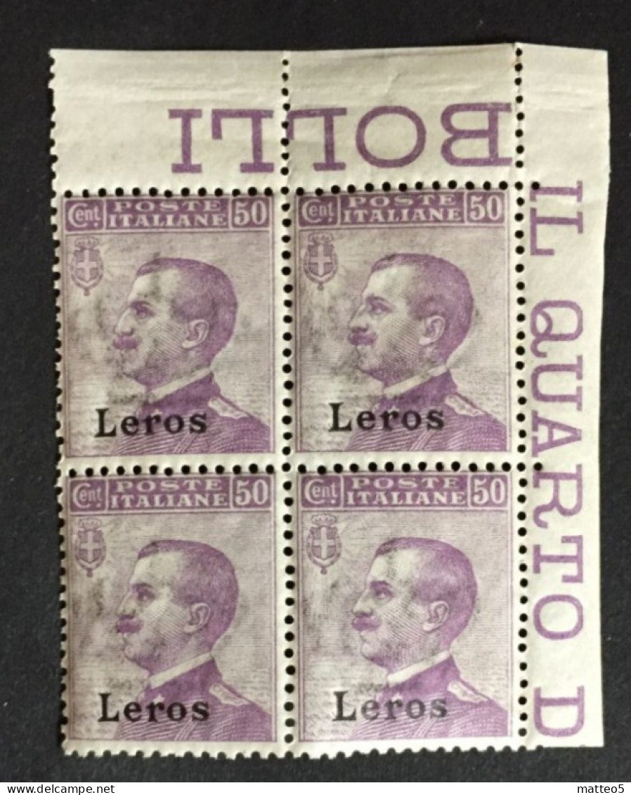 1912 - Italia  Regno - Isole Dell' Egeo - Leros 50 Cent. - Quartina - Nuovi - Egeo (Lero)