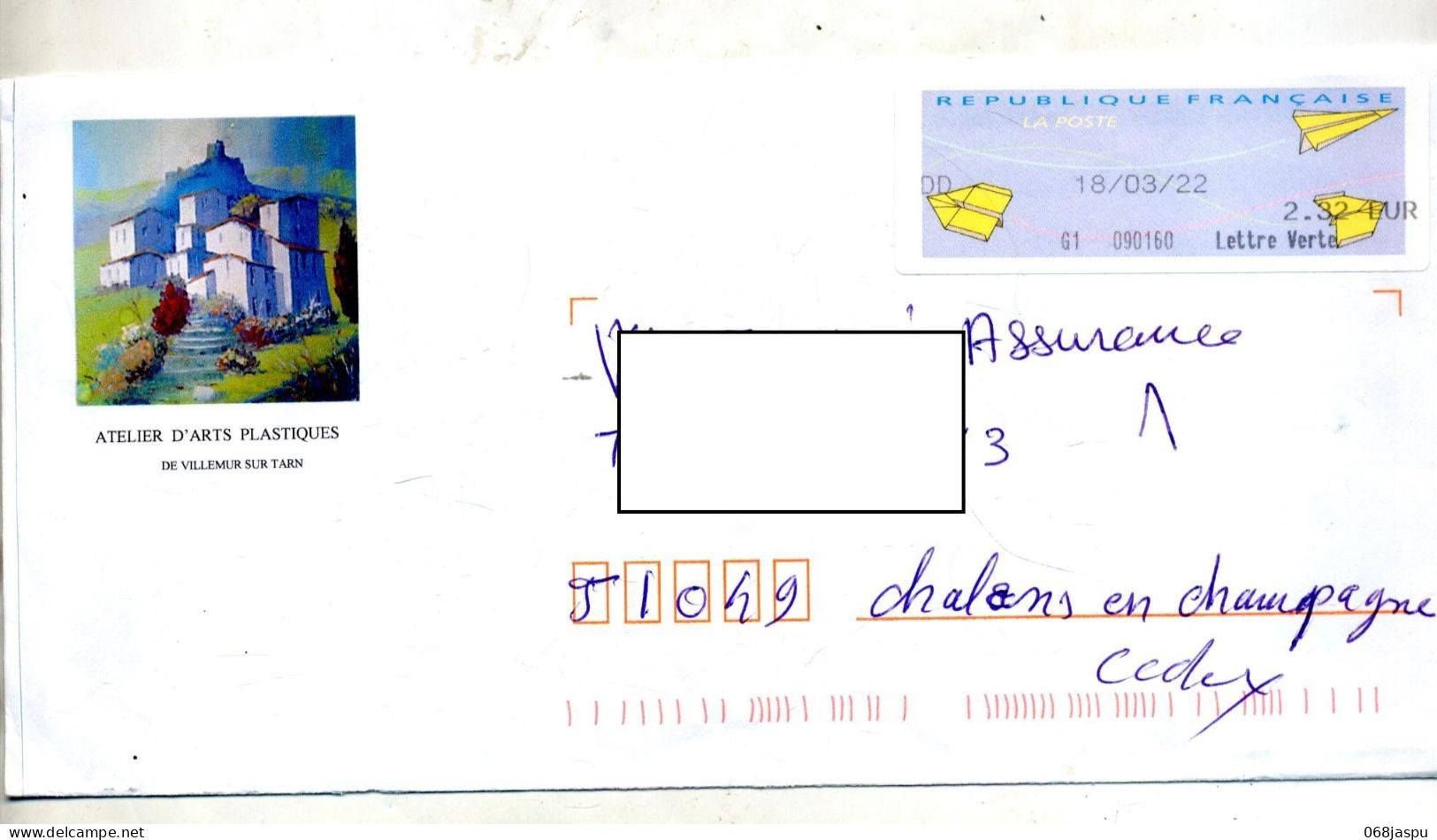 Lettre Vignette Illustré Art Villemur - 2000 Type « Avions En Papier »