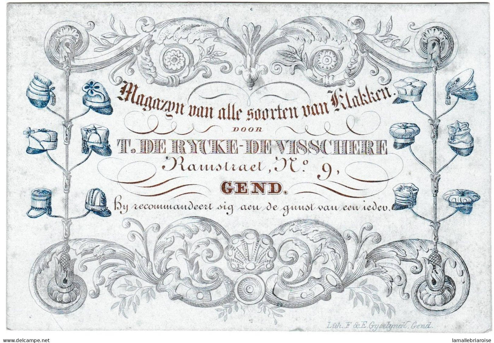 Belgique "Carte Porcelaine" Porseleinkaart, T. De Rycke - Devisschere, Klakken, Gend, Gand, Dim:116x79mm - Cartes Porcelaine