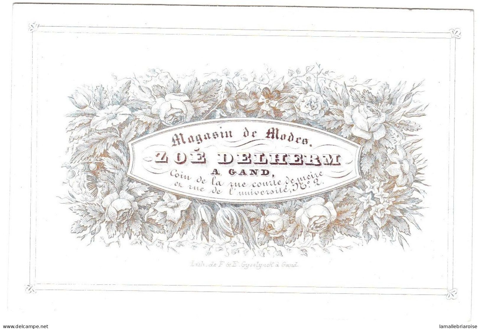 Belgique "Carte Porcelaine" Porseleinkaart, Zoé Delherm, Magasin De Modes, Gend, Gand, Dim:104x70mm - Porcelana