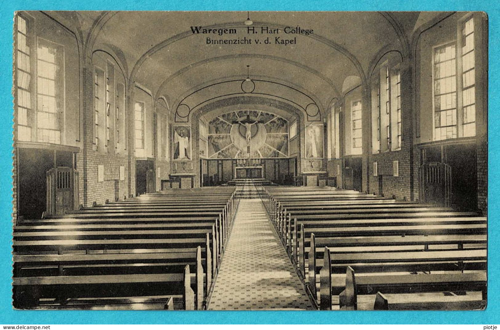 * Waregem - Waereghem (West Vlaanderen) * (Foto Etablissement Gyselynck Kortrijk) H. Hart College, Chapelle, Kapel - Waregem
