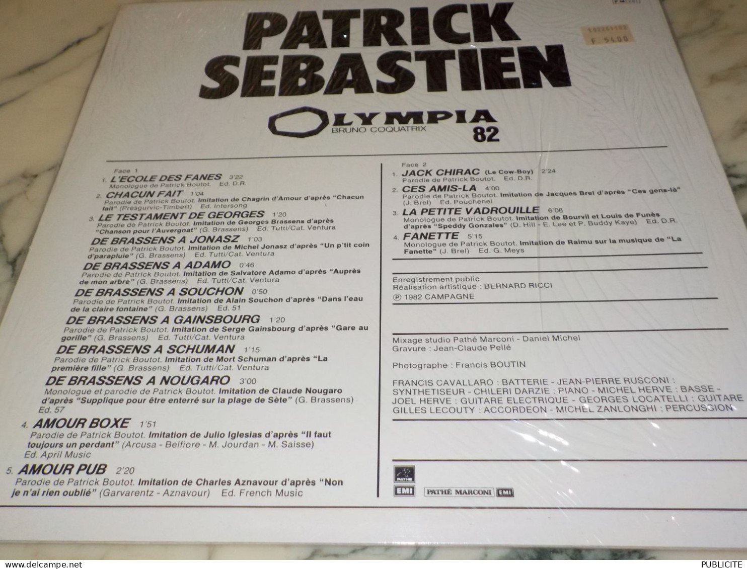 DISQUE 33 TOURS  OLYMPIA PATRICK SEBASTIEN 1982 - Humor, Cabaret