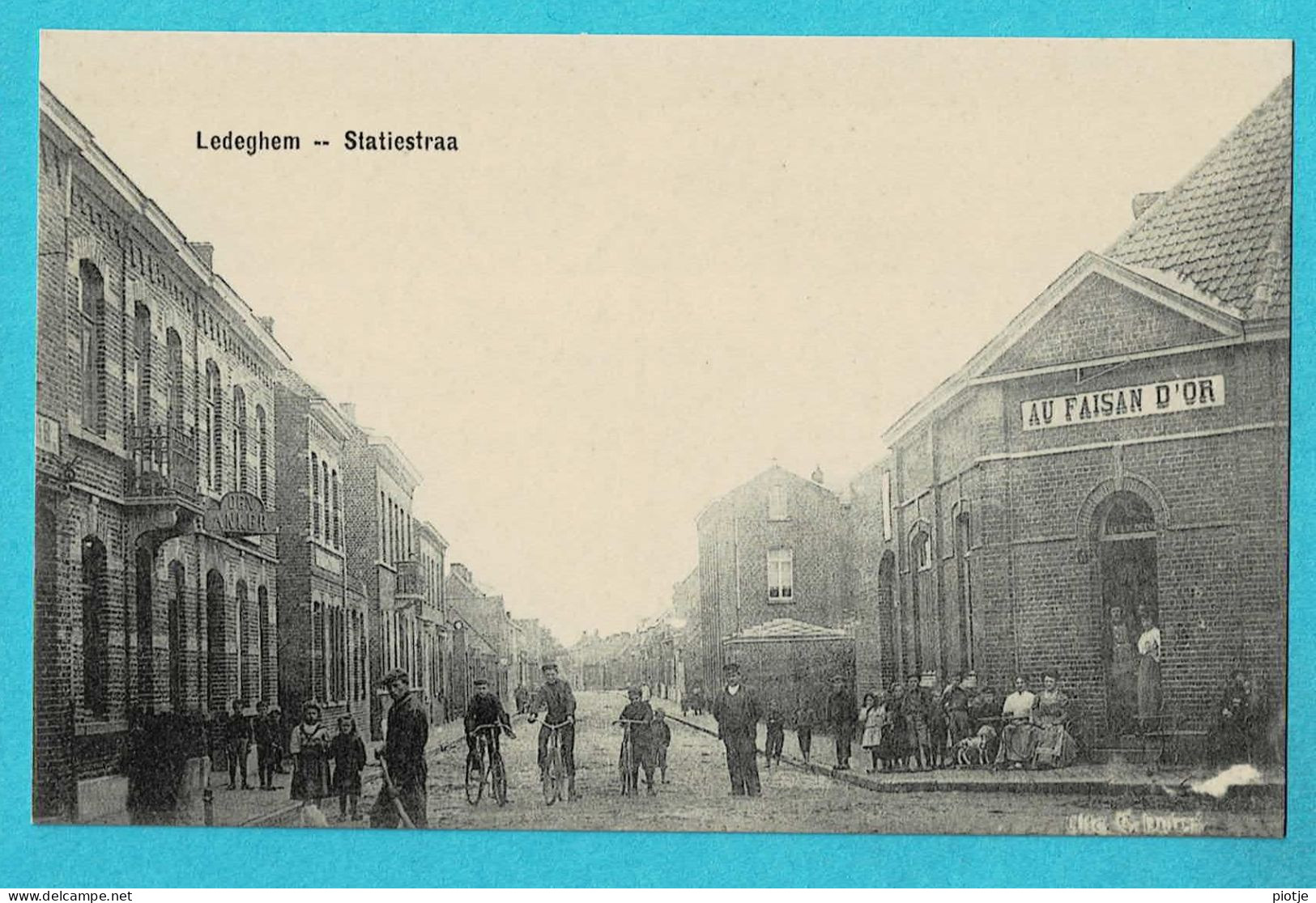 * Ledegem - Ledeghem (West Vlaanderen) * Statiestraat, Rue De La Station, Café Au Faison D'Or, Animée, Vélo, TOP, Chien - Ledegem