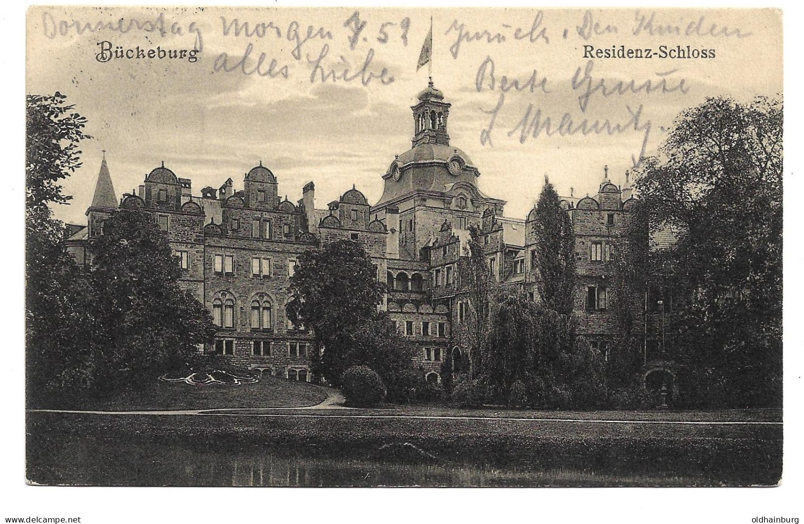 0414p: AK Residenz- Schloss Bückeburg, Gelaufen 1912 Nach Würzburg - Schaumburg