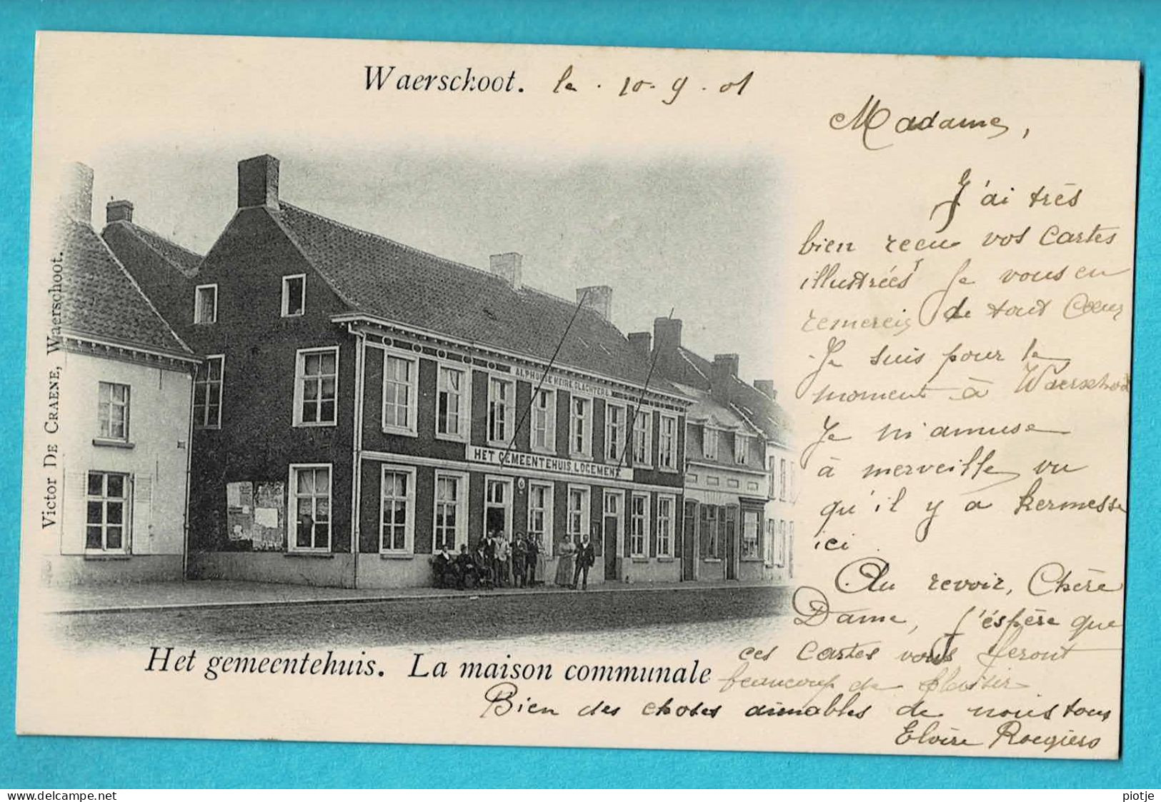 * Waarschoot - Waerschoot (Oost Vlaanderen) * (Victor De Craene) Gemeentehuis, Maison Communale, Animée, TOP - Waarschoot