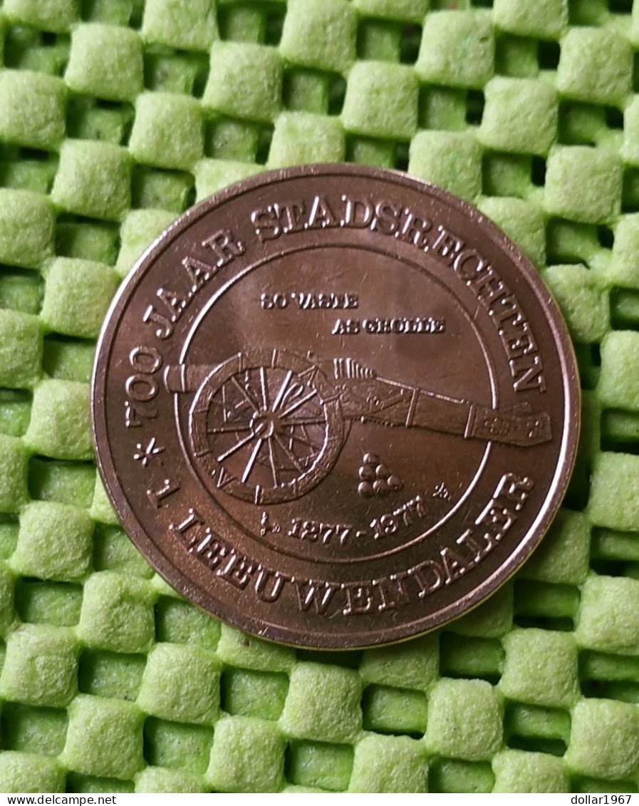 Penning Groenlo 1 Leeuwendaler '77 - 700 Jaar Stadsrechten-  Originalscan !! - Monedas Elongadas (elongated Coins)