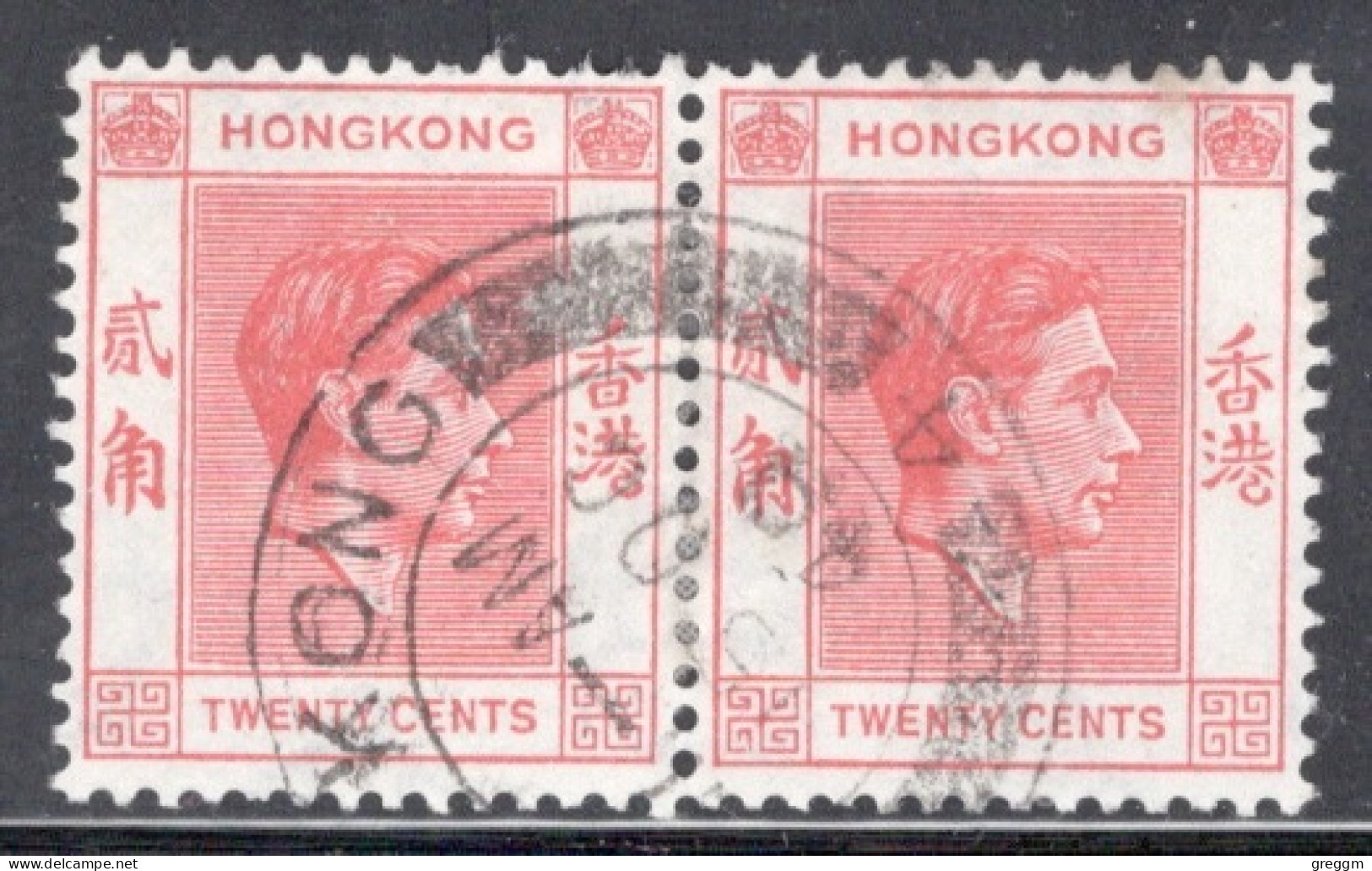 Hong Kong 1938 George VI A Pair Of 20 Cent Stamps From The Definitive Set In Fine Used - Gebruikt