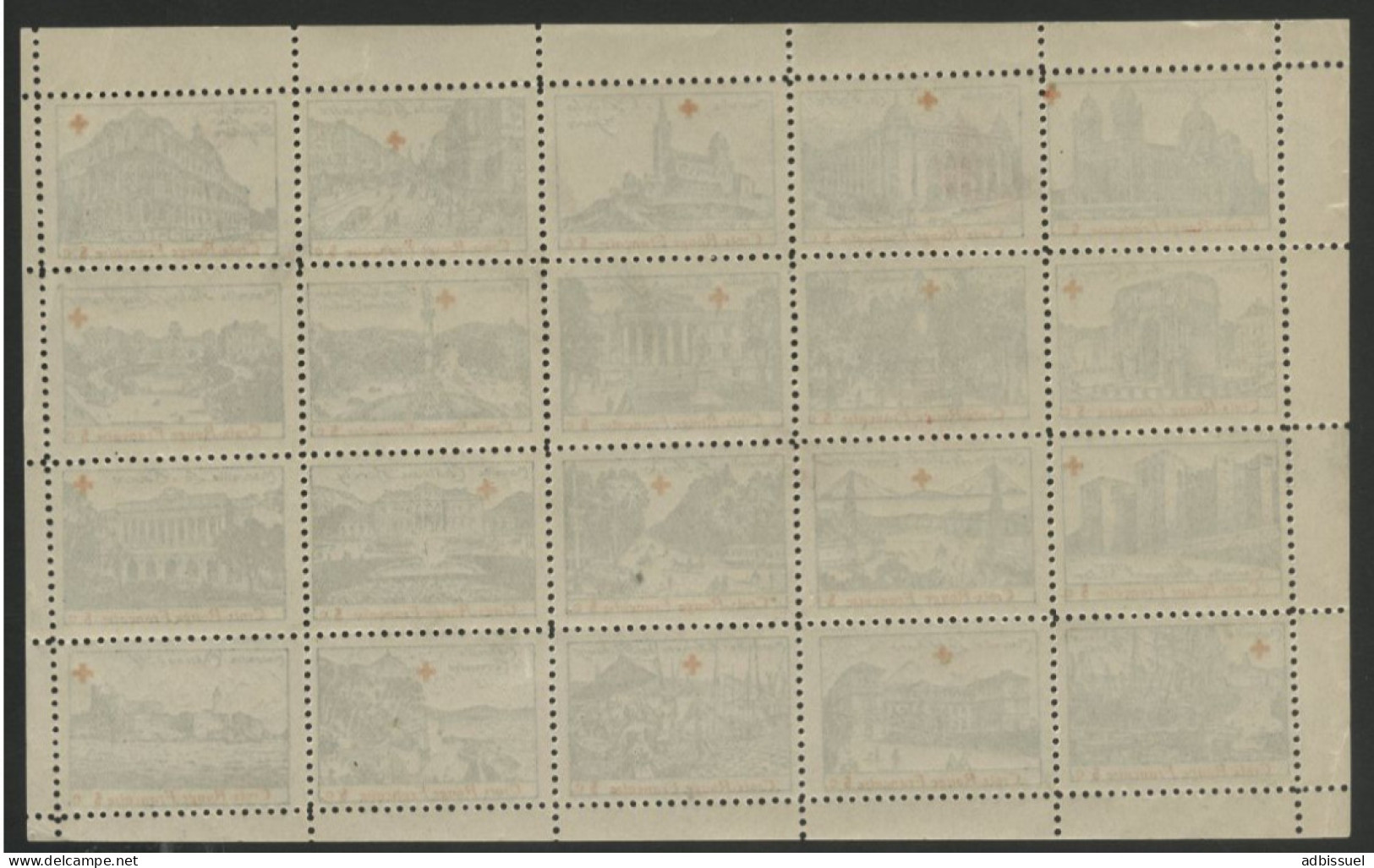 Feuille De 20 Vignettes CROIX ROUGE RED CROSS Neufs Sans Charnière ** (MNH). Série Complète "MARSEILLE" - Rode Kruis