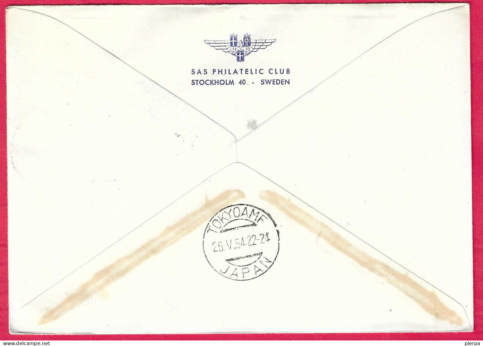 NORGE - FIRST DIRECT FLIGHT SAS FROM OSLO/FAIRBANKS/TOKYO * 21.5.54* ON SOUVENIR LARGE COVER - Storia Postale