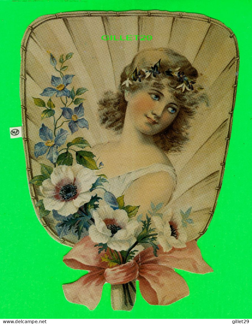 CHROMOS-DÉCOUPIS FEMME AVEC DES FLEURS  - DIMENSION 13 X 16 Cm - - Sonstige & Ohne Zuordnung