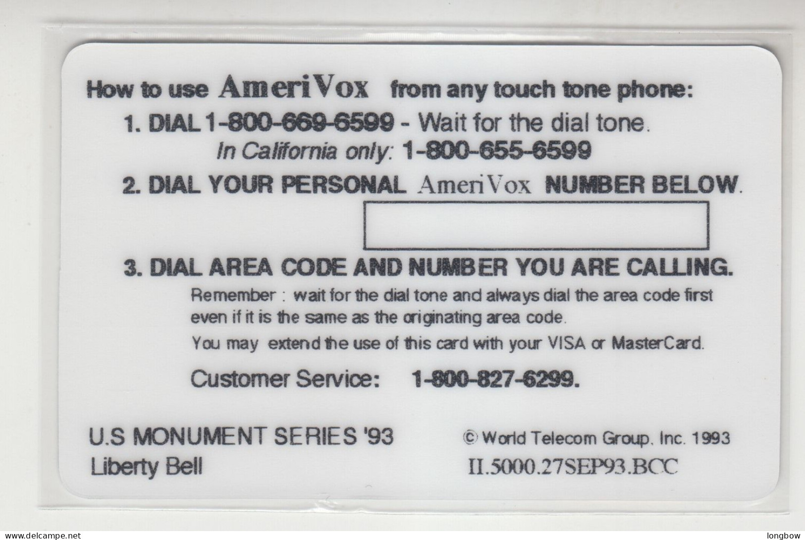 AmeriVox U.S. Monument Series 1993 , Liberty Bell , 5000ex. - Amerivox