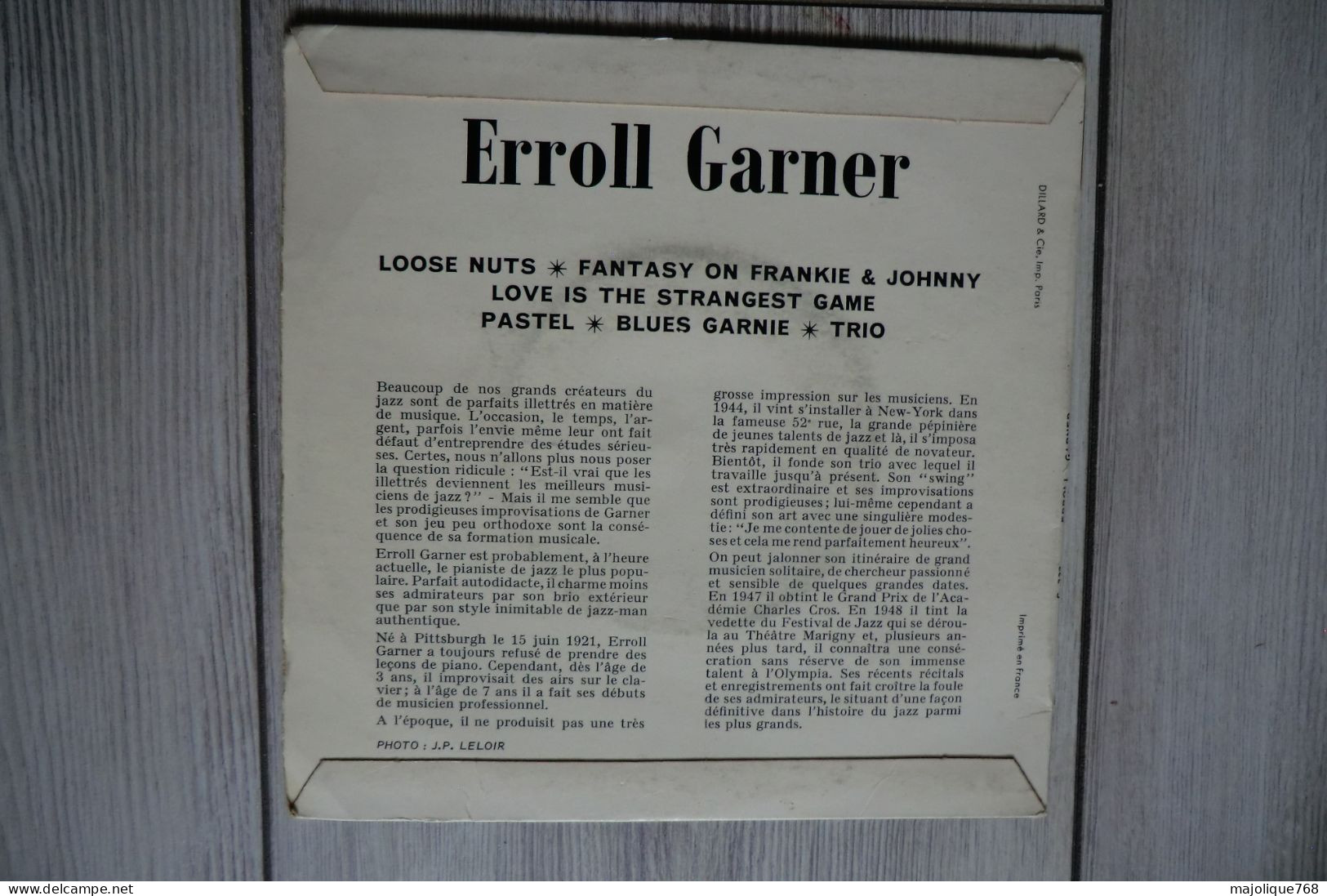 Disque 33  T - Erroll Garner Trio - Loose Nuts - Gala Des Variétés G333 - France 1963 - Jazz