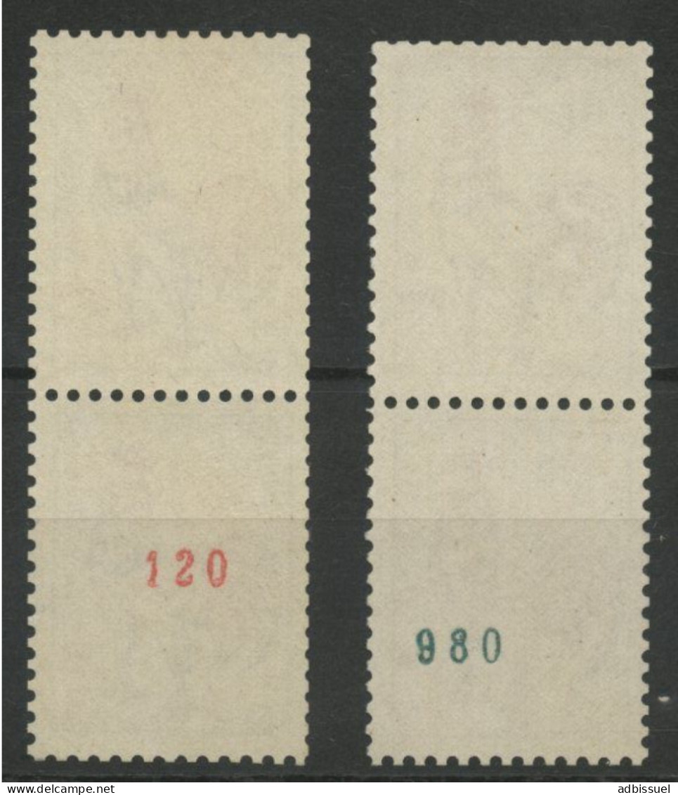 N° 1331c + 1331b COTE 345 € En Paires Neufs Sans Charnière ** (MNH). Roulettes, Numéros Vert Et Rouge. TB - 1962-1965 Coq De Decaris