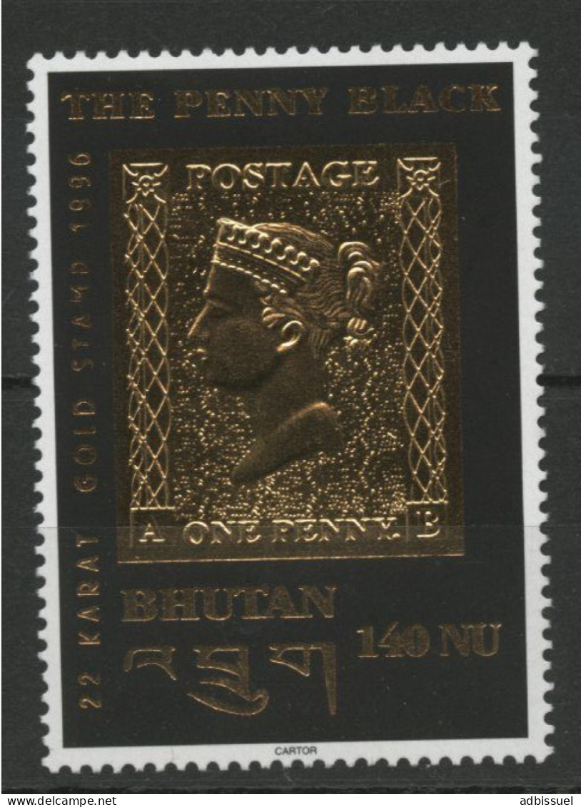 BHUTAN The Penny Black 22 KARAT Gold Stamp. Y&T N° 1129 Neuf ** (MNH). TB - Bhoutan