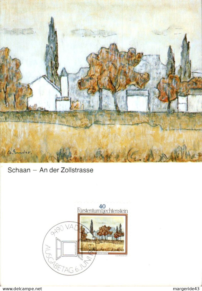 LIECHENSTEIN  CARTE MAXIMUM 1983 PEINTURE DE SCHAAN - Covers & Documents