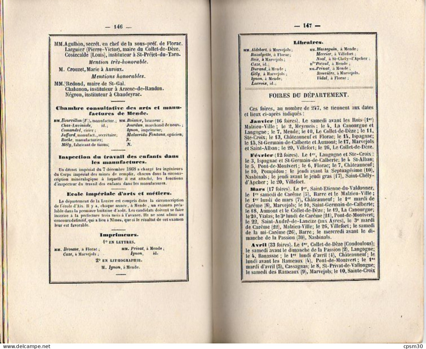 ANNUAIRE - 48 - Département Lozère - Année 1870, Administratif Statistique Historique Et Agricole - Directorios Telefónicos