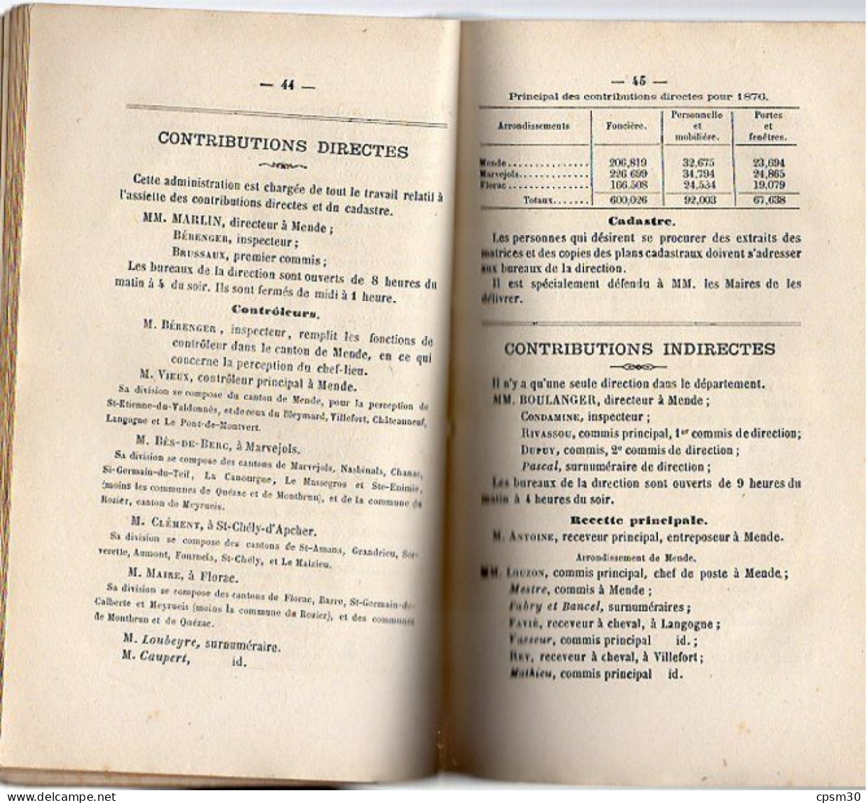 ANNUAIRE - 48 - Département Lozère - Année 1876, Administratif Statistique Historique Et Agricole - Telefonbücher