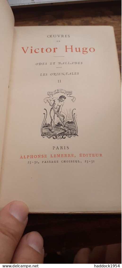 les orientales 2 tomes VICTOR HUGO alphonse lemerre 1890