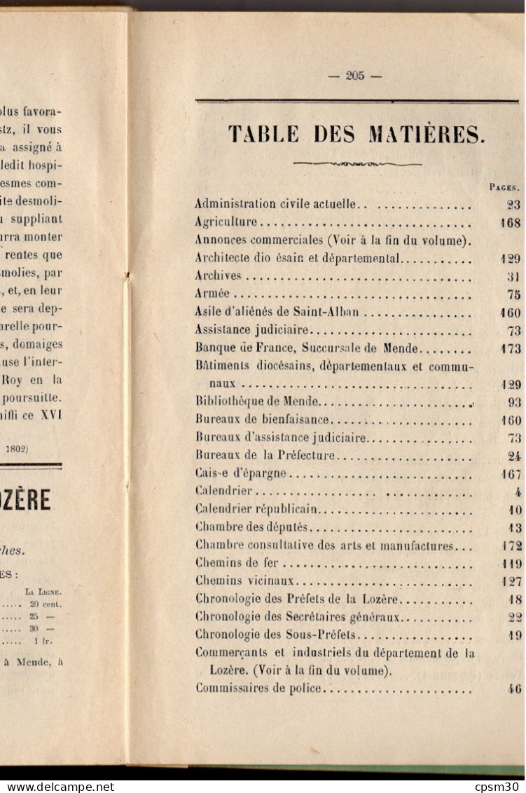 ANNUAIRE - 48 - LOZÈRE - Administratif Statistique Historique Et Agricole 1892 - Telefonbücher