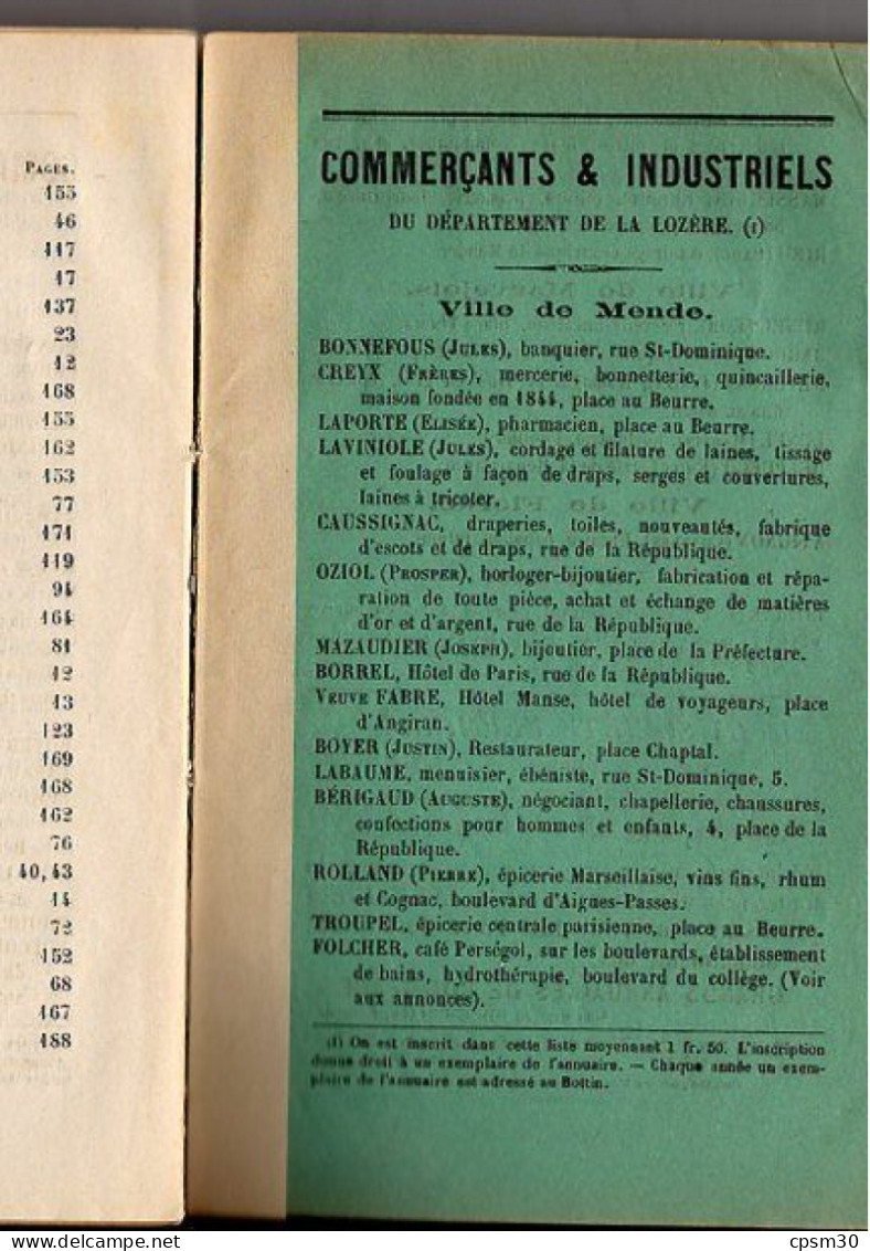 ANNUAIRE - 48 - LOZÈRE - Administratif Statistique Historique Et Agricole 1892 - Telephone Directories