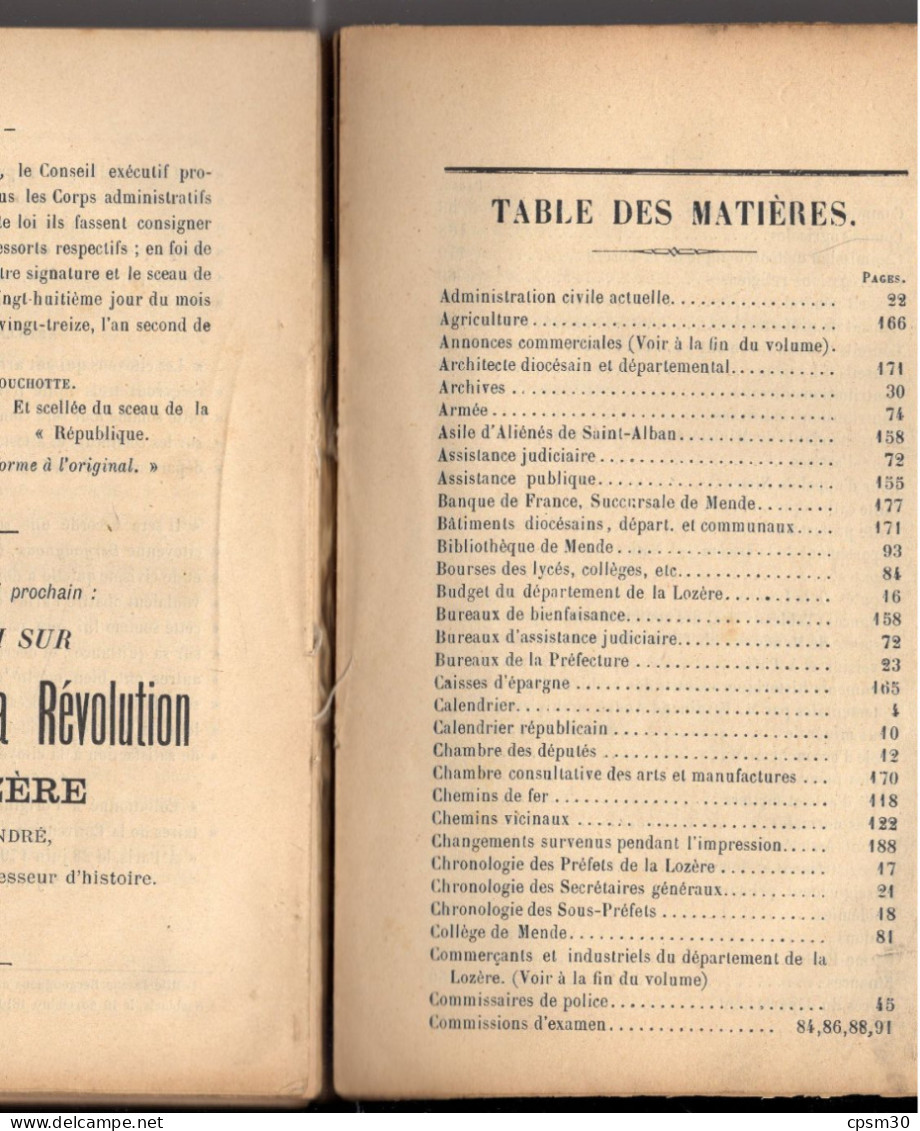 ANNUAIRE - 48 - LOZÈRE - Administratif Statistique Historique Et Agricole 1893 - Telefonbücher