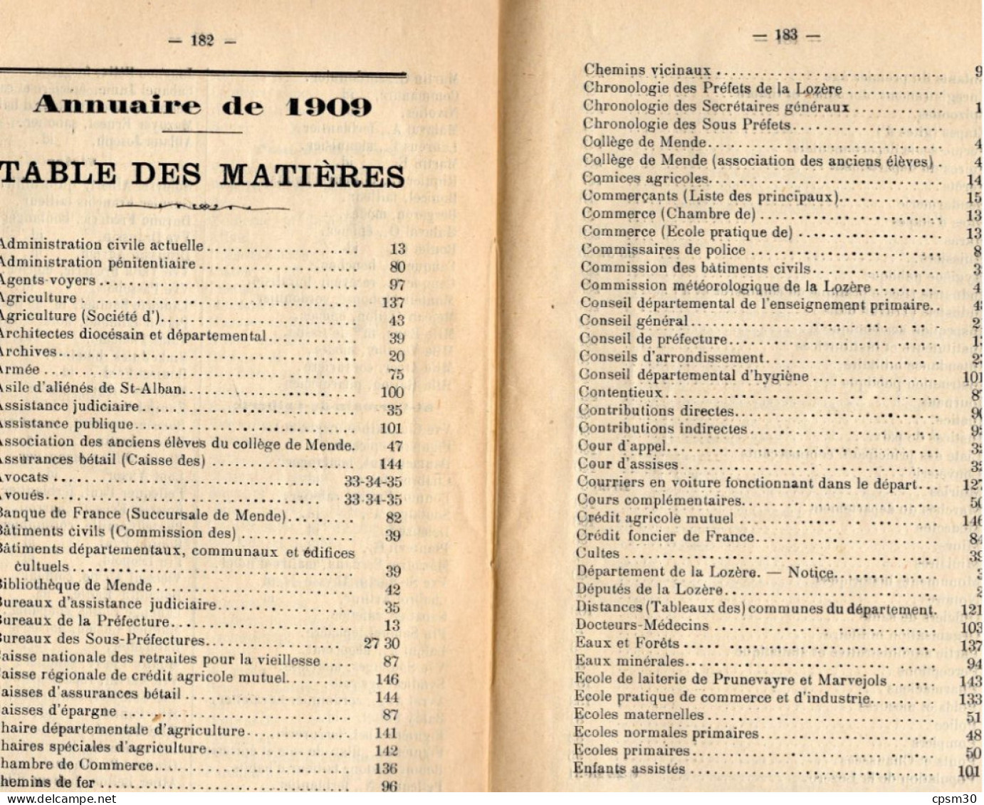 ANNUAIRE - 48 - LOZÈRE - Administratif Statistique Historique Et Agricole 1909 - Telefonbücher