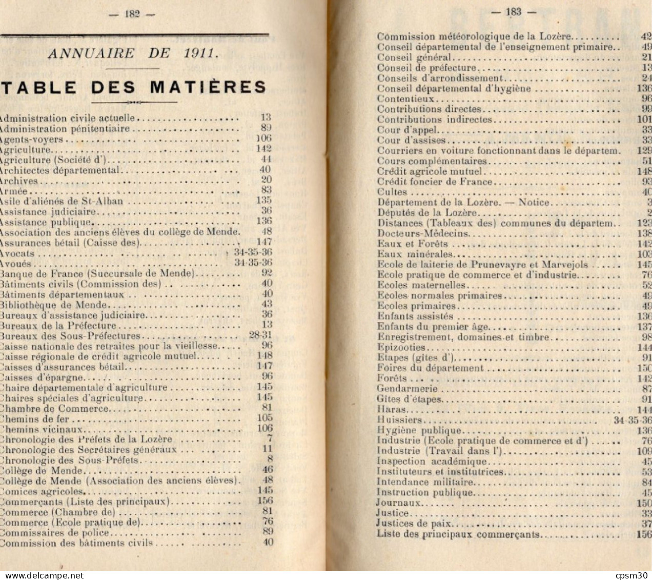 ANNUAIRE - 48 - LOZÈRE - Administratif Statistique Historique Et Agricole 1911 - Directorios Telefónicos