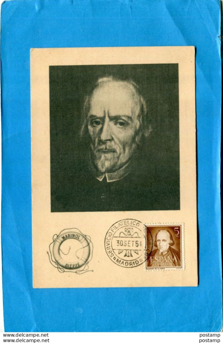 ESPAGNE-carte Maximum -pubicité ""Marinol Dieppe"--p De La BARCA -cad30-+9 1954-stamp N°821 - Tarjetas Máxima