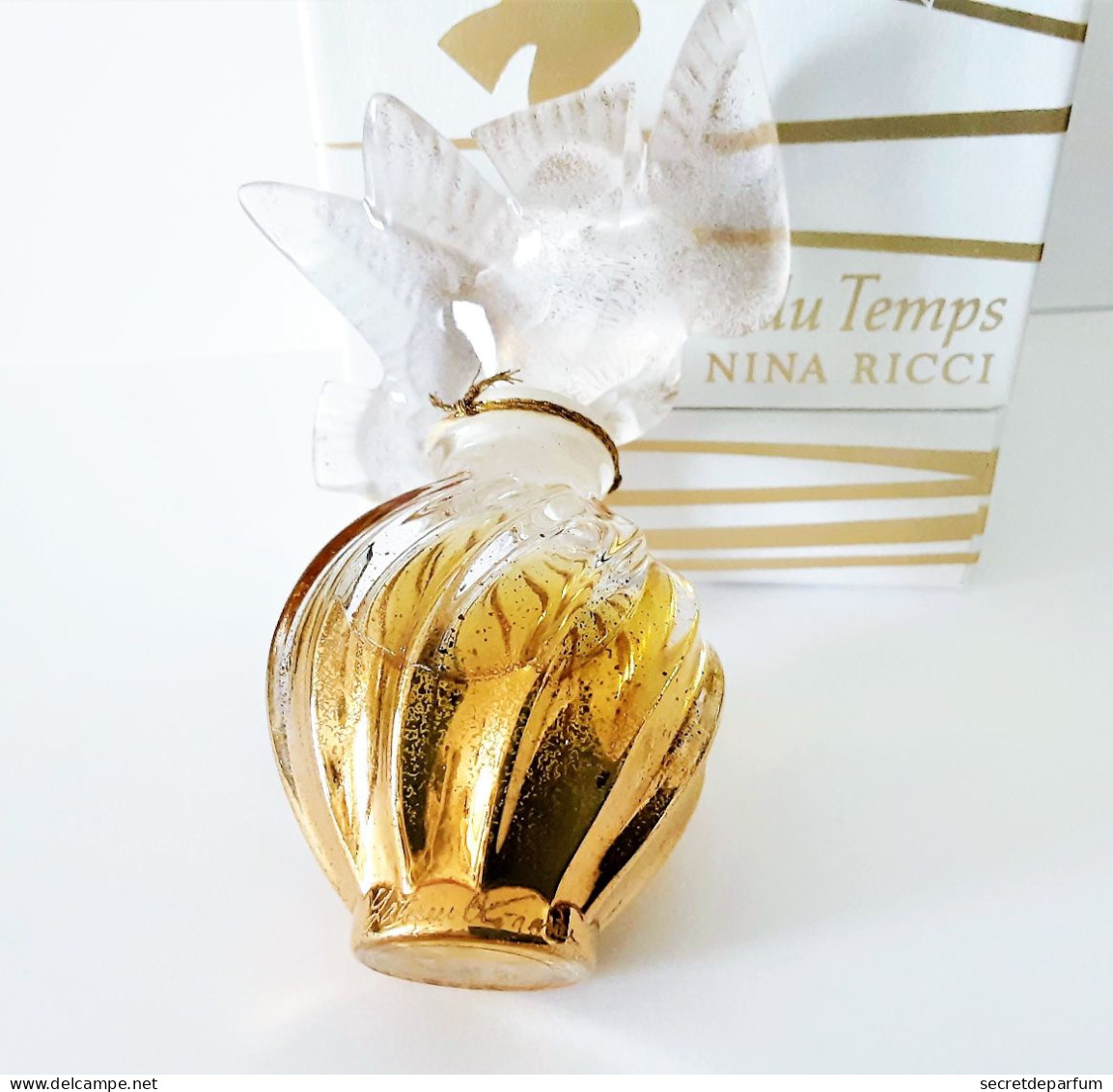 Flacon L'AIR  du TEMPS  de NINA RICCI PARFUM 15 ml  Flacon LALIQUE  COLOMBE DORÉE  Edition Limitée  2677 / 2880 + Boite