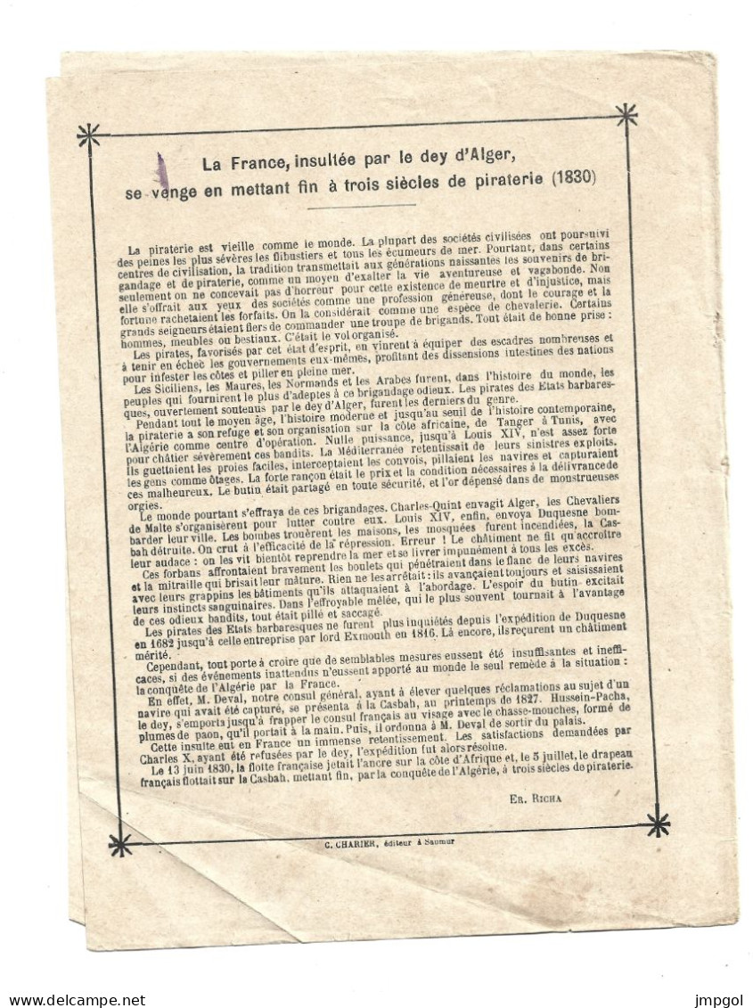 Couverture Cahier France Libératrice Des Peuples Insultée Par Le Day D'Alger Librairie Veuve Brosset Moulins Vers 1900 - Protège-cahiers