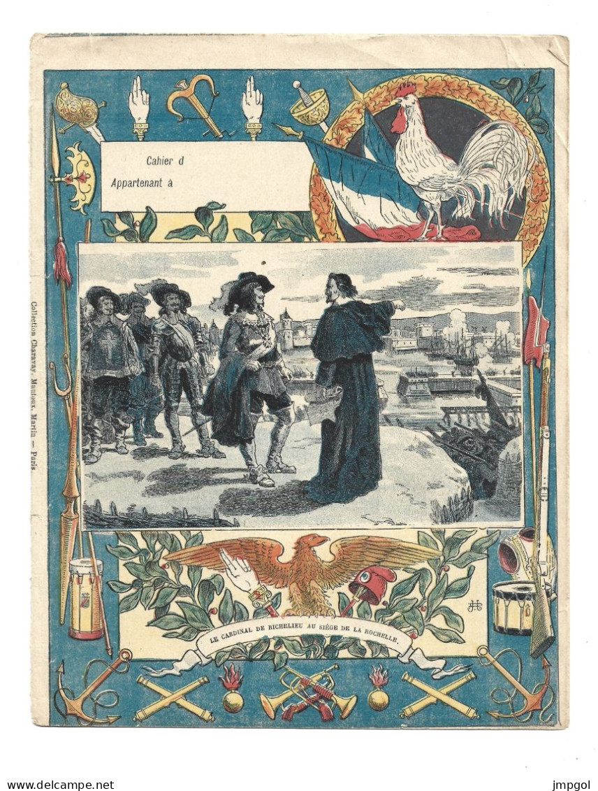 Couverture Cahier Histoire Cardinal De Richelieu Au Siège De La Rochelle Collection Charavay Paris Vers 1900 - Protège-cahiers