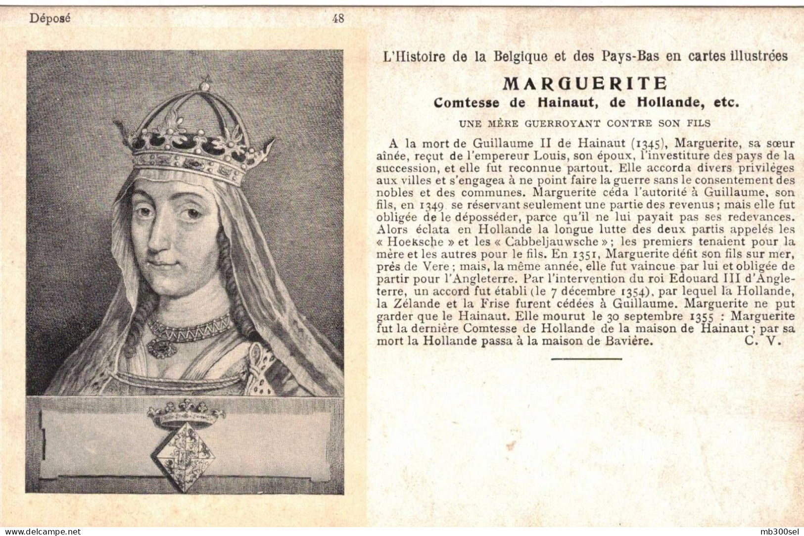 48 MARGUERITE Comtesse De Hainaut, De Hollande, Etc. - Collezioni E Lotti