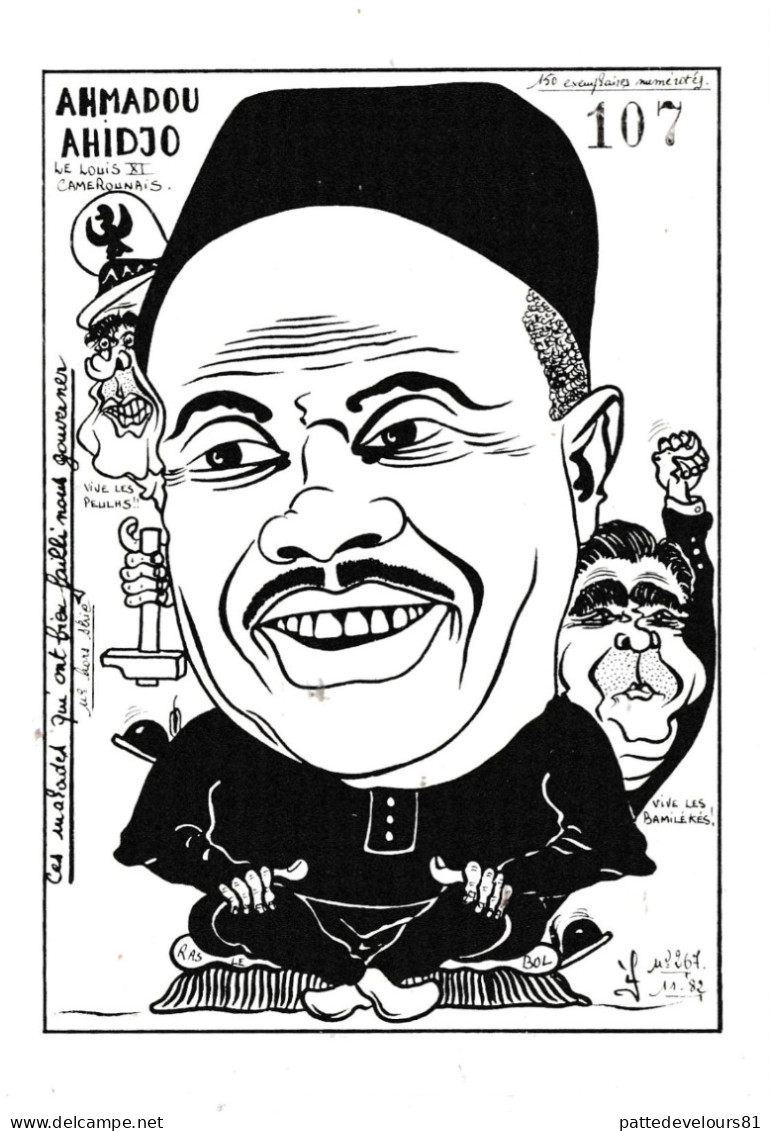 CPM CAMEROUN Caricature Satirique Ahmadou AHIDJO Le Louis XI Camerounais Tirage Limité Illustrateur LARDIE - Lardie