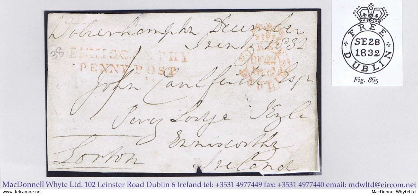 Ireland Wexford Free 1832 Free Front Wolverhampton To Kyle With ENNISCORTHY/PENNY POST And Crowned FREE DUBLIN - Prephilately