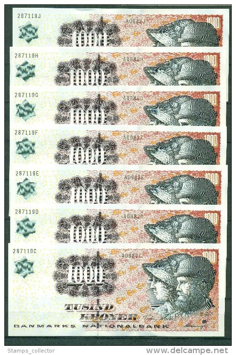 Denmark 1000,  1,000 Kroner. 1998. OLD Sign. UNC. A 0982. Torben Nielsen. See Description - Denmark