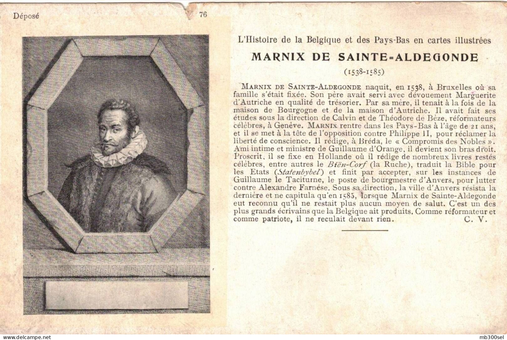 76 MARNIX DE SAINTE-ALDEGONDE - Collections & Lots