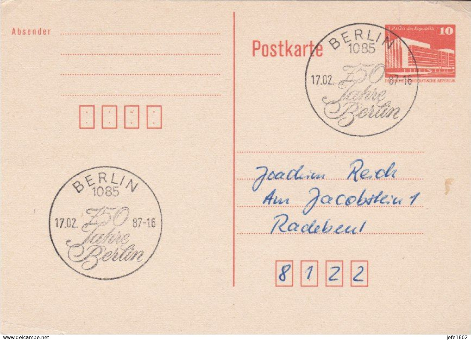 750 Jahre Berlin - Postkaarten - Gebruikt