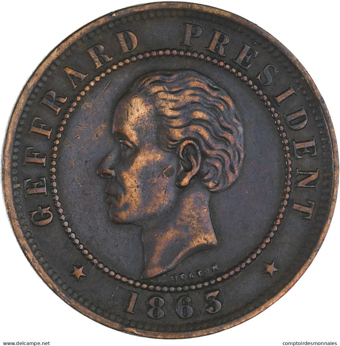 Monnaie, Haïti, 20 Centimes, 1863, TTB, Bronze, KM:41 - Haïti