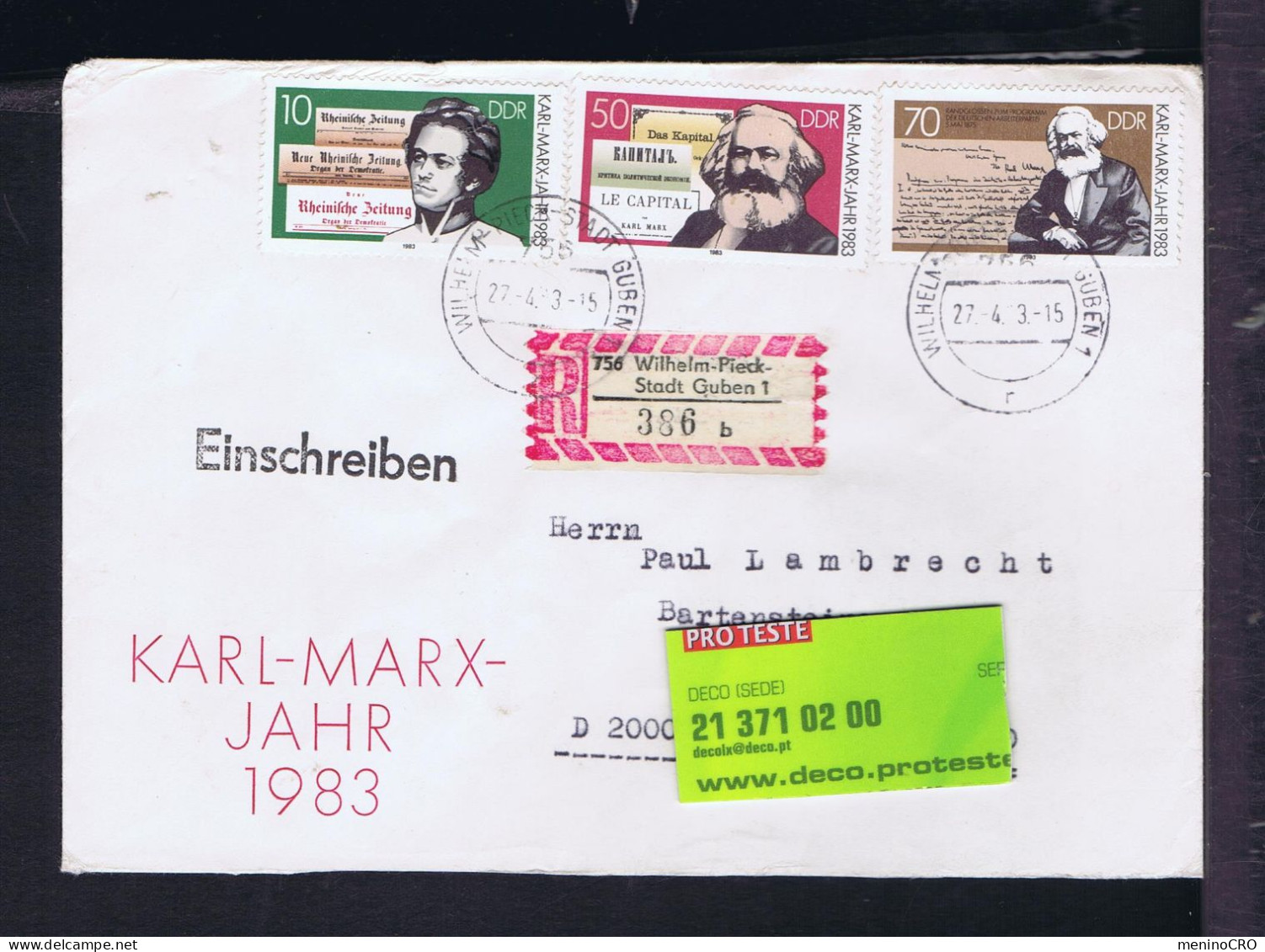 Gc7883 DDR Karl-Marx 1983 Newspaper LE CAPITAL Writers ècrivain Politic Mailed Hamburg - Karl Marx