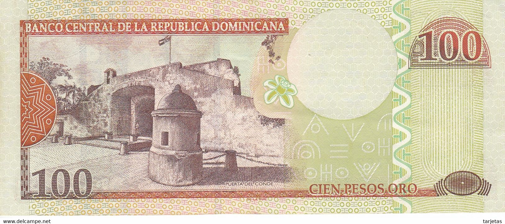 BILLETE DE REP. DOMINICANA DE 100 PESOS ORO DEL AÑO 2006 SERIE FU CALIDAD EBC (XF) (BANKNOTE) - Dominicaine