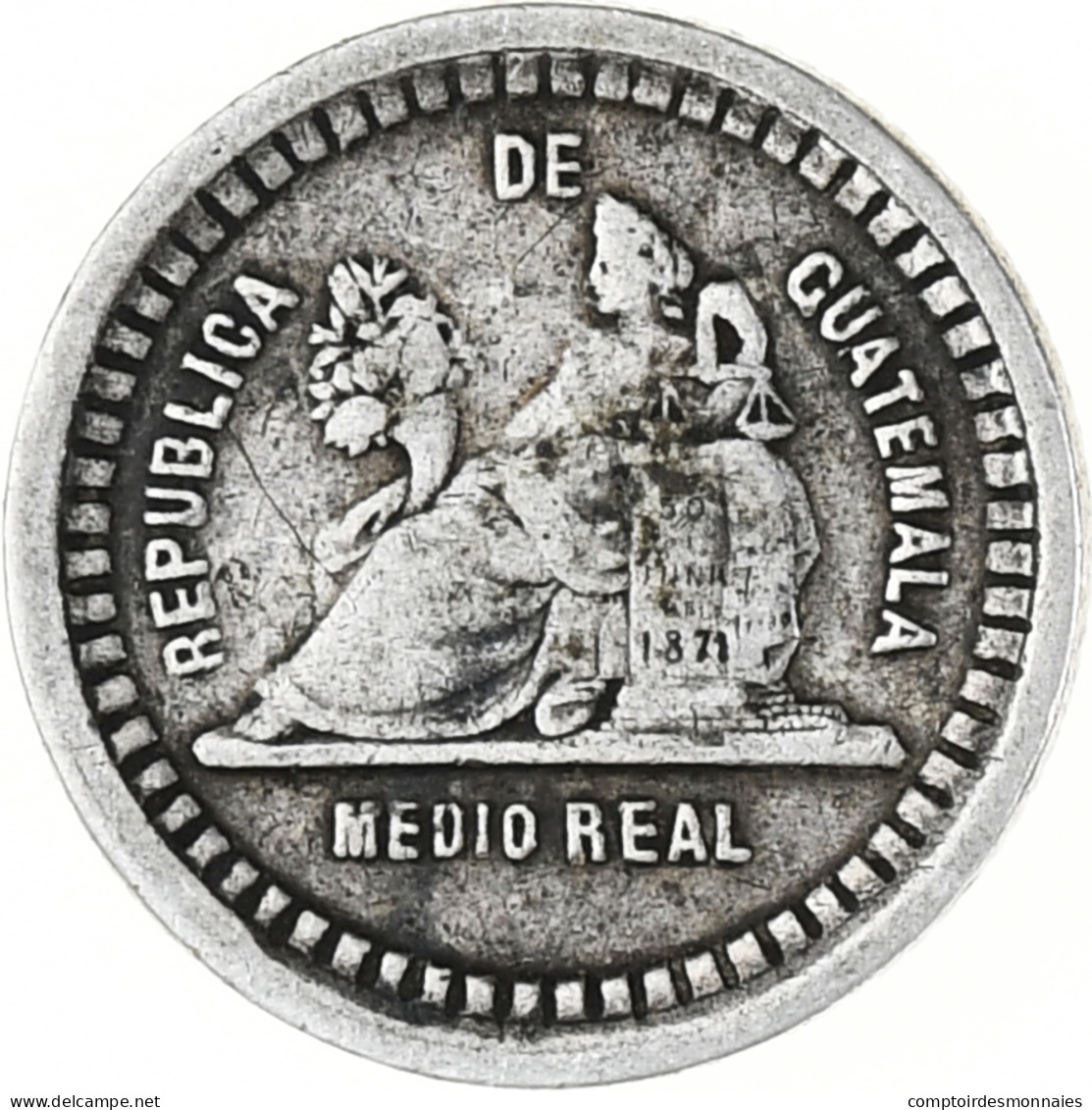 Monnaie, Guatemala, 1/2 Real, Medio, 1880, SUP, Argent, KM:155.1 - Guatemala