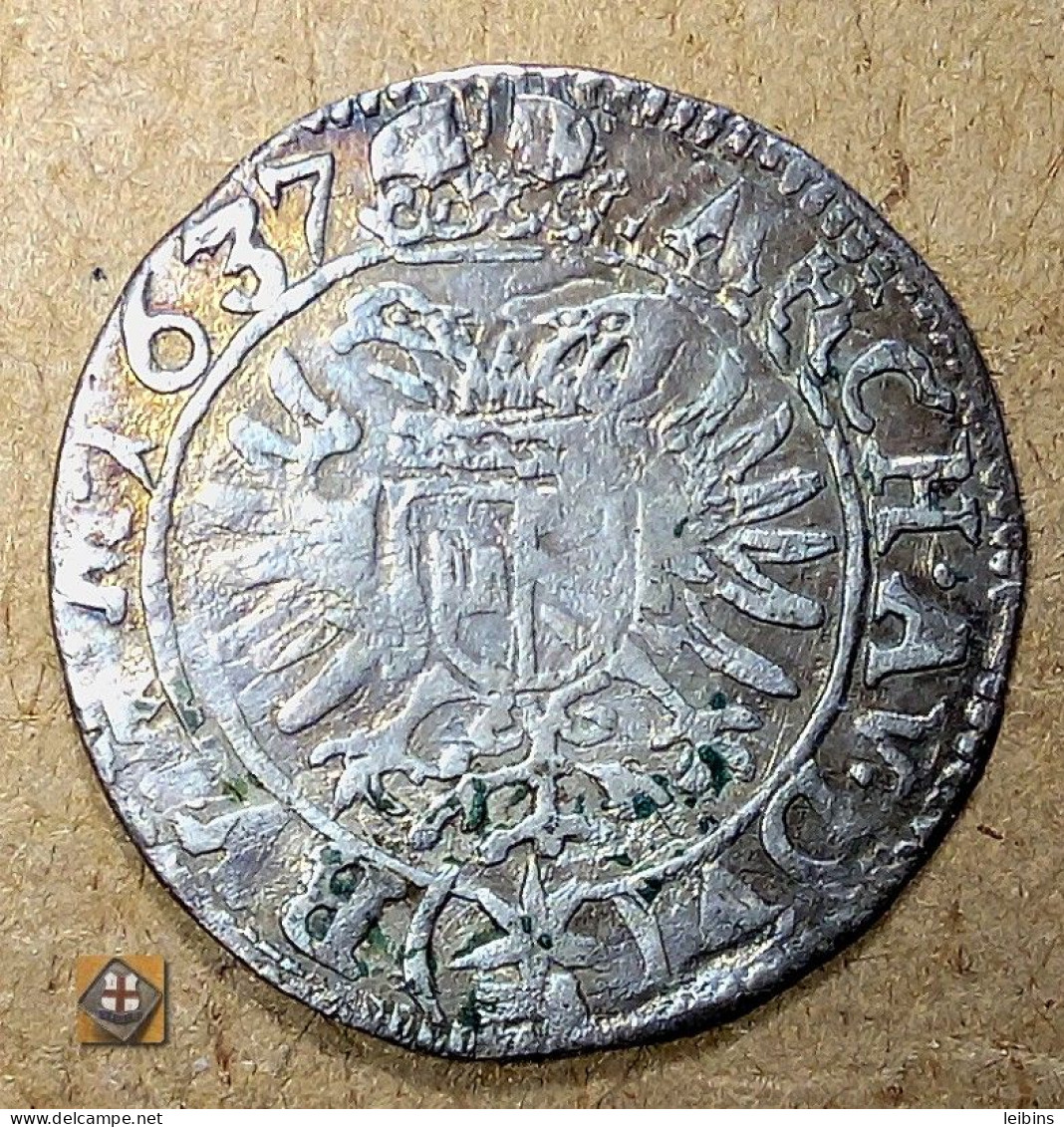 Bohemia 1637 - 3 Silver Kreuzer (Ferdinand II, Prague, Wolker) /VF - Tsjechië