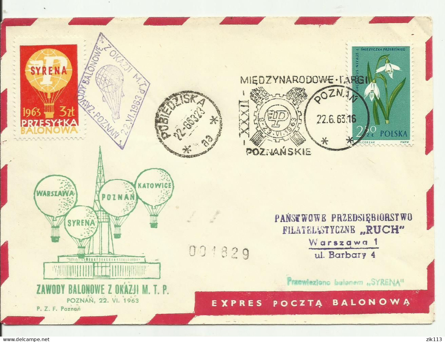 Poland 1963 - Balloon Post - Balloons