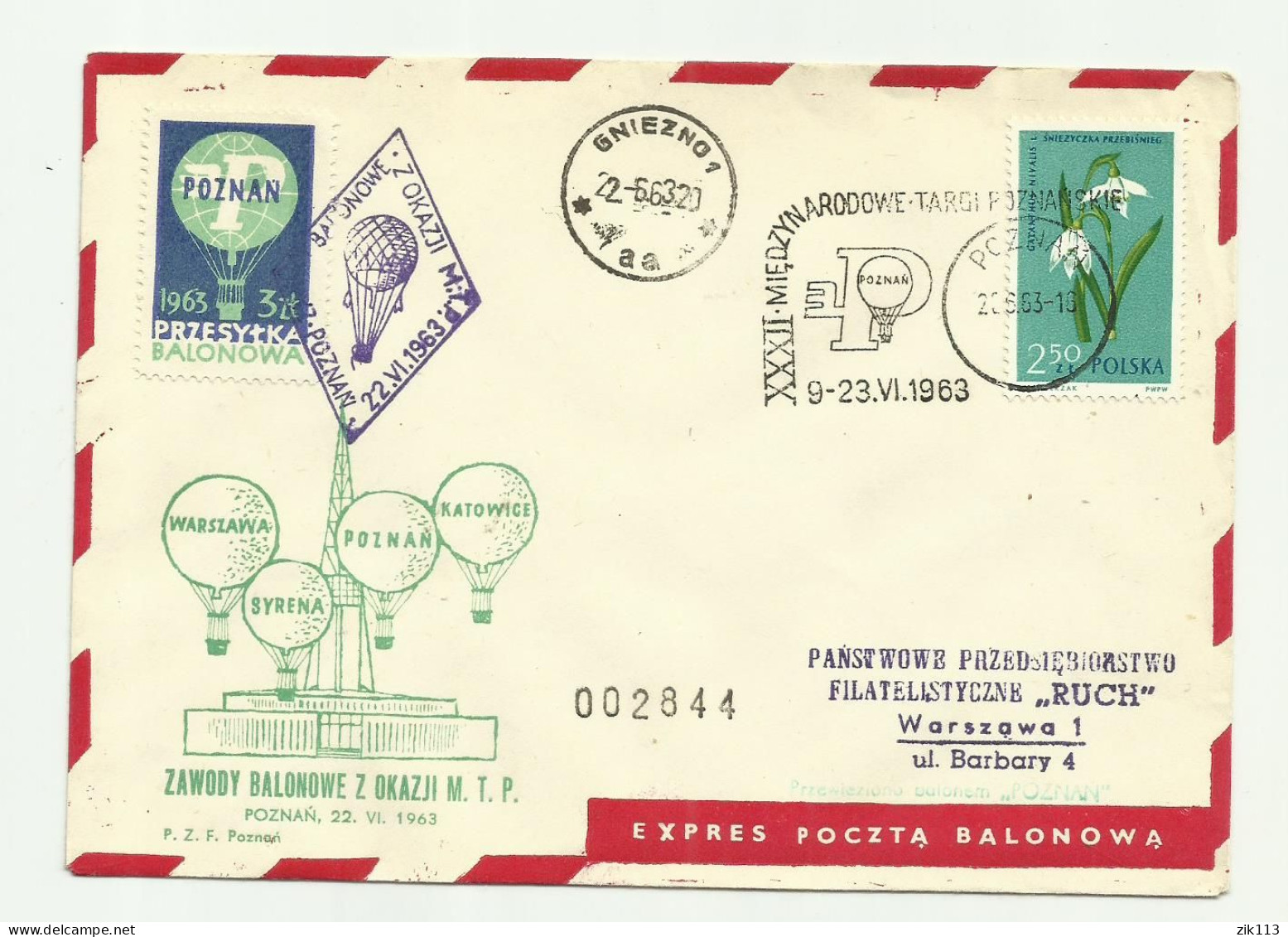 Poland 1963 - Balloon Post - Balloons